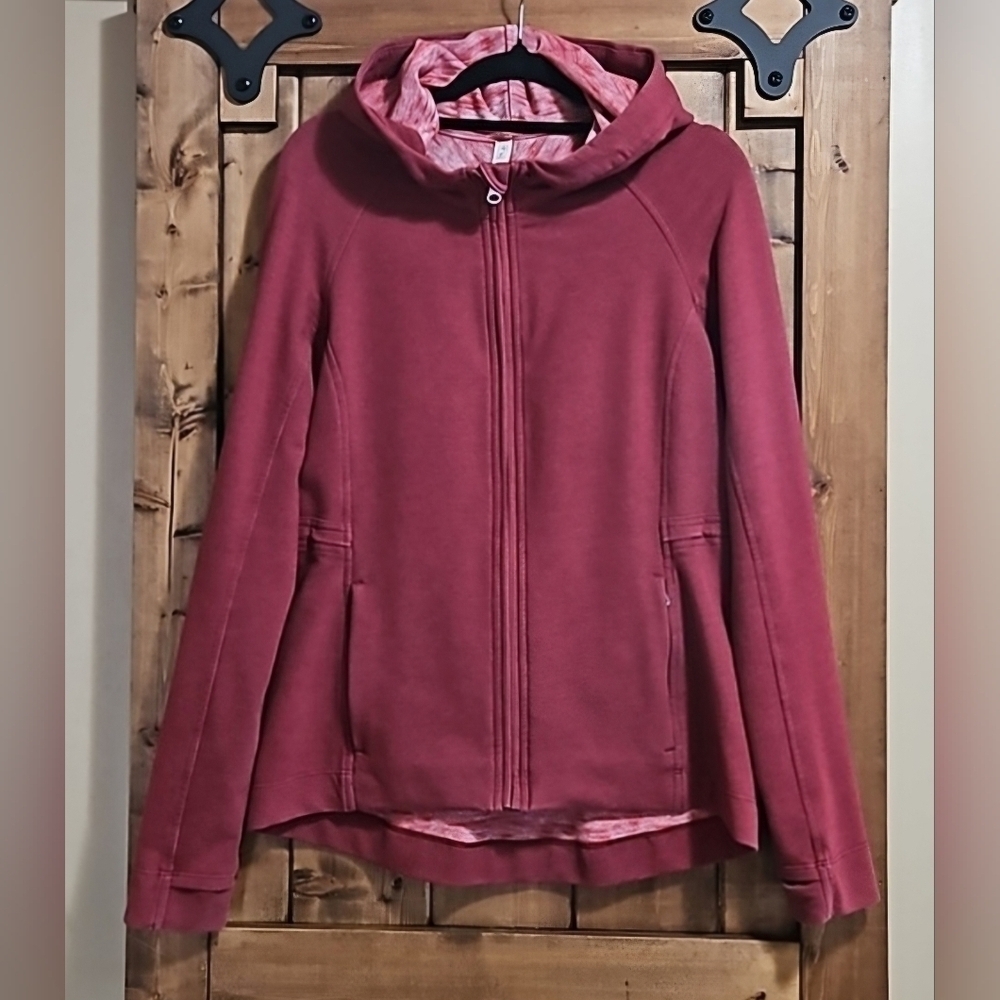Lululemon Take Ten Rosewood Red Cinch Waist Full Zip Hoodie Size 6